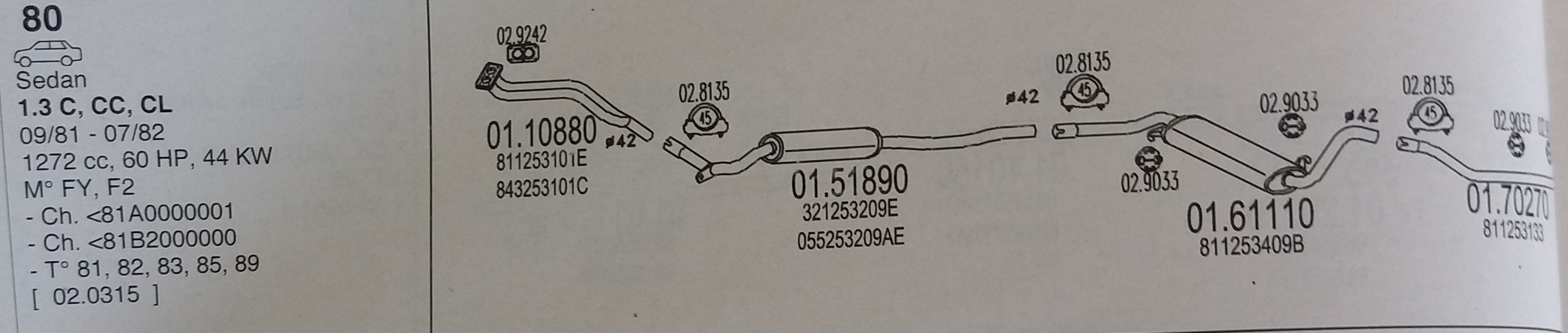 TOBA ESAPAMENT SAXOFON AUDI 80 1.3 1979-1981