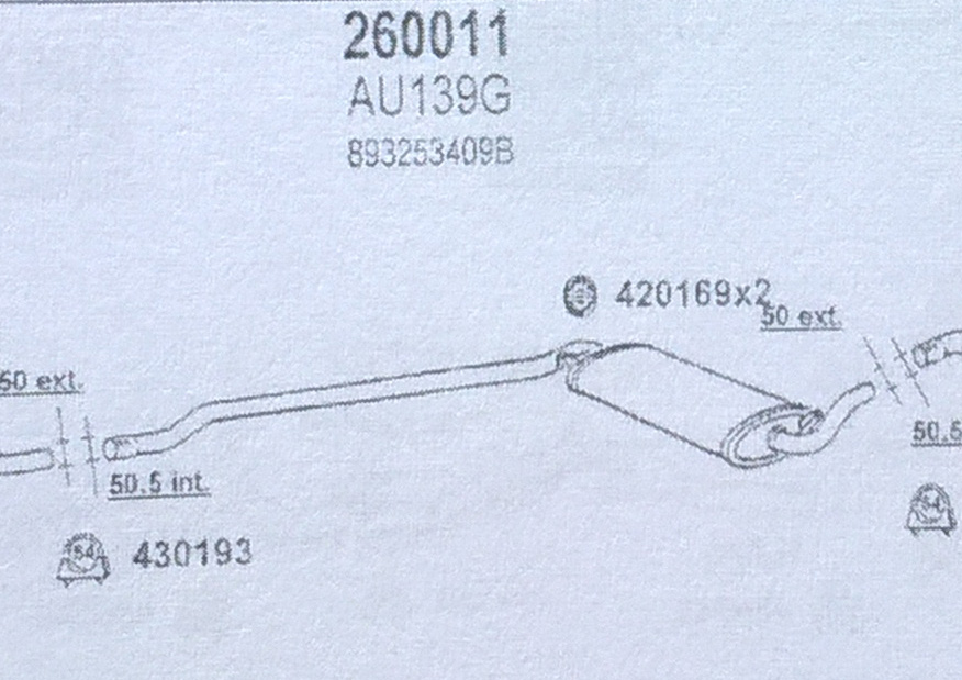 TOBA ESAPAMENT Intermediara AUDI 80 , 2,0, 88-91