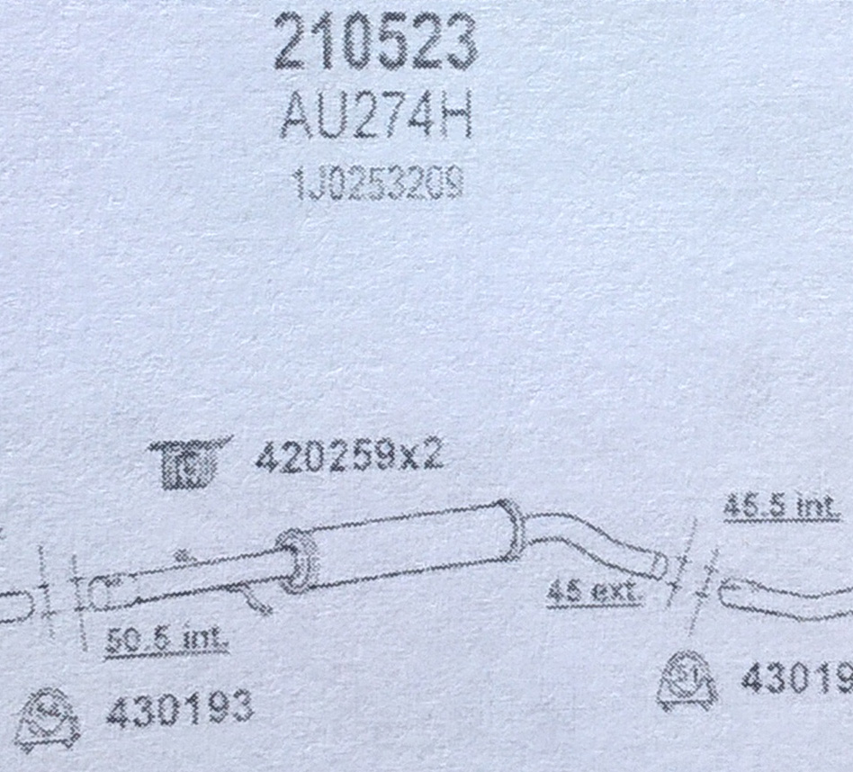 TOBA ESAPAMENT A3 1.6i KAT 1996---->