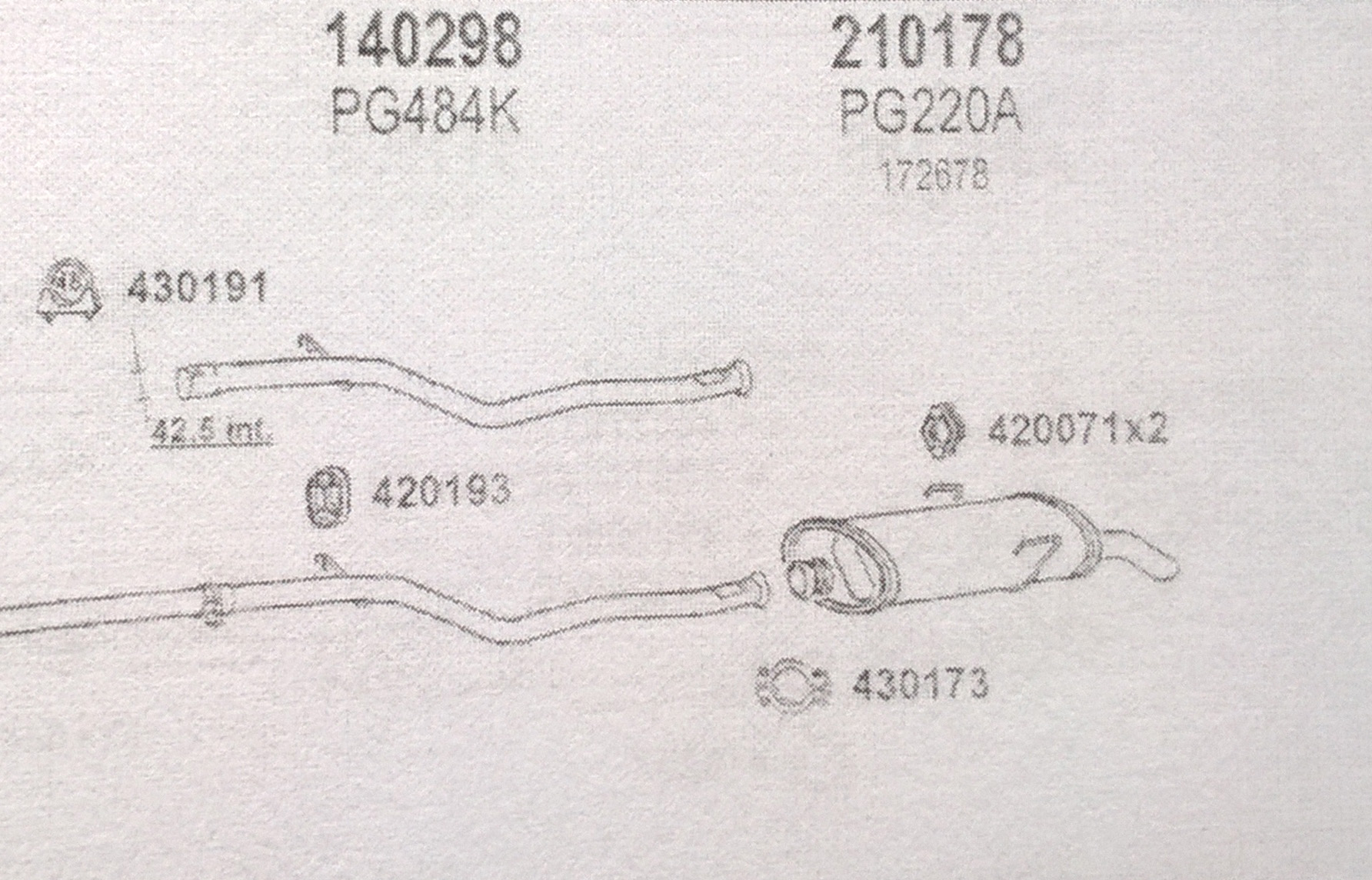 TOBA ESAPAMENT Finala PEUGEOT 106, 1,4i, 91-93