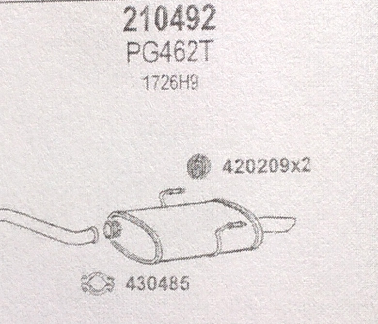 TOBA ESAPAMENT Finala PEUGEOT 406, 1,6i, 95-