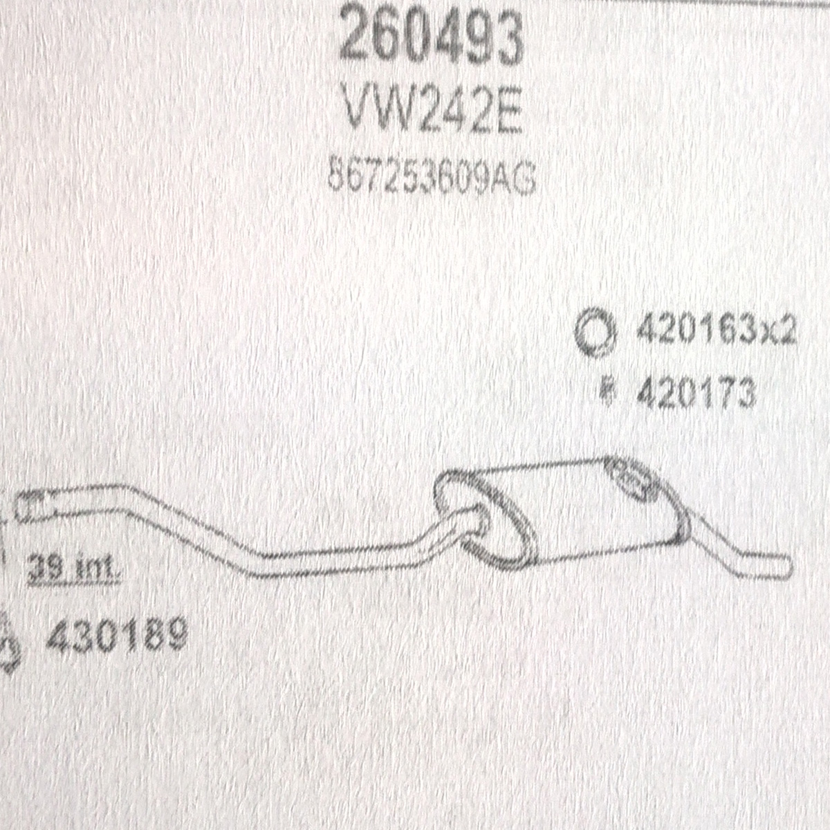 TOBA ESAPAMENT Finala VOLKSWAGEN POLO, 1,05i, Kat, 90-94