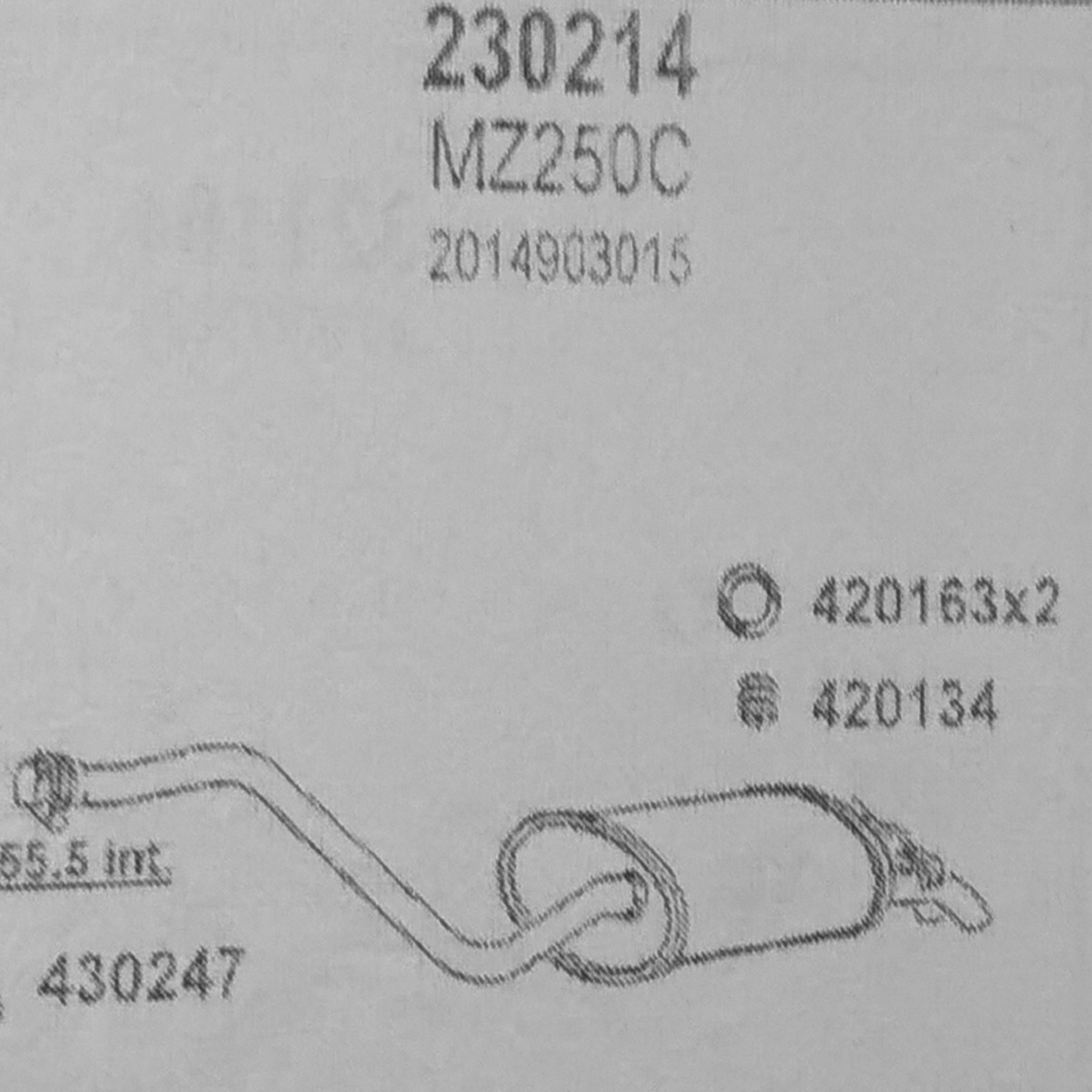 TOBA ESAPAMENT Finala MERCEDES 190 E, 2,0, Kat, 91-93