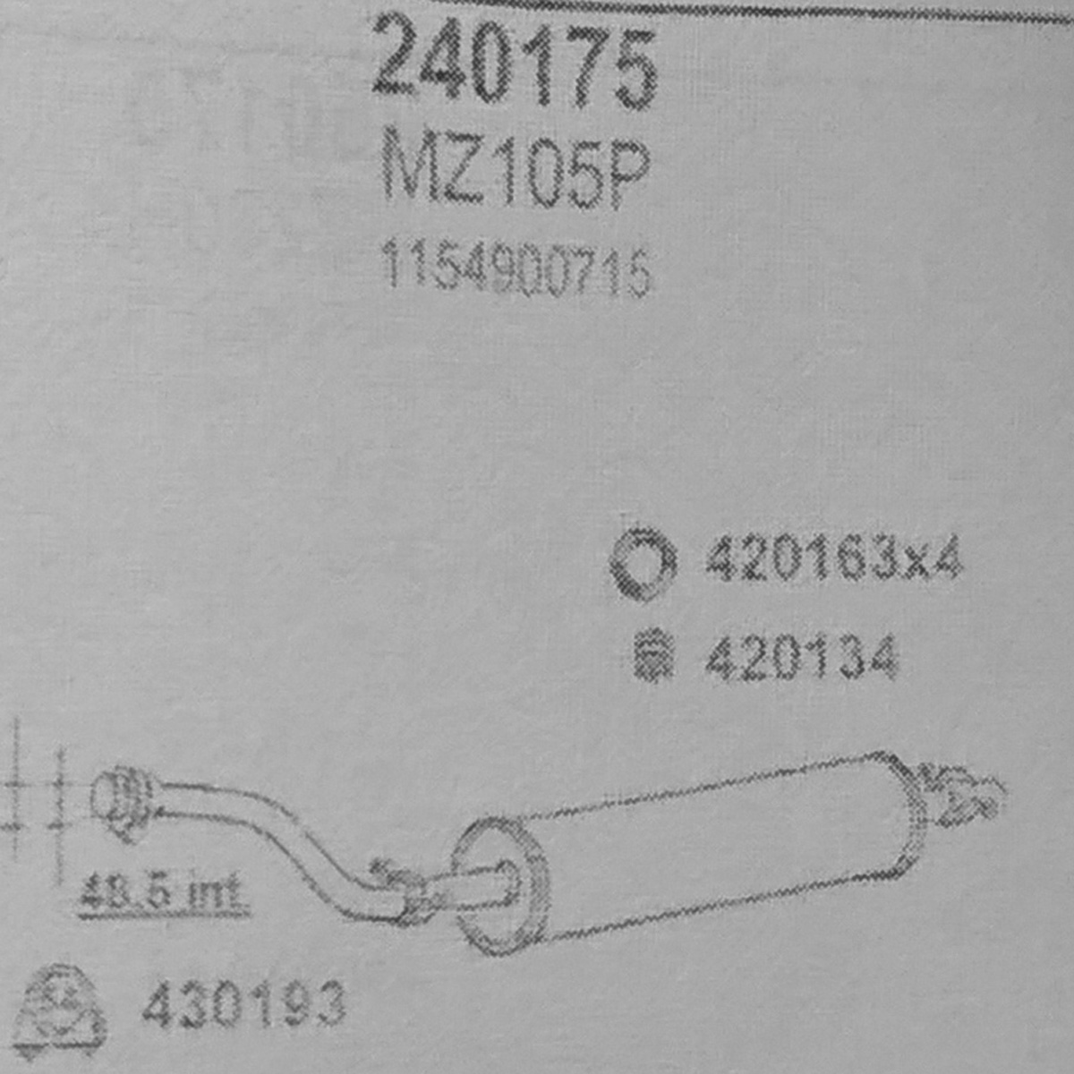TOBA ESAPAMENT Finala MERCEDES 200 D, 220 D, 68-75