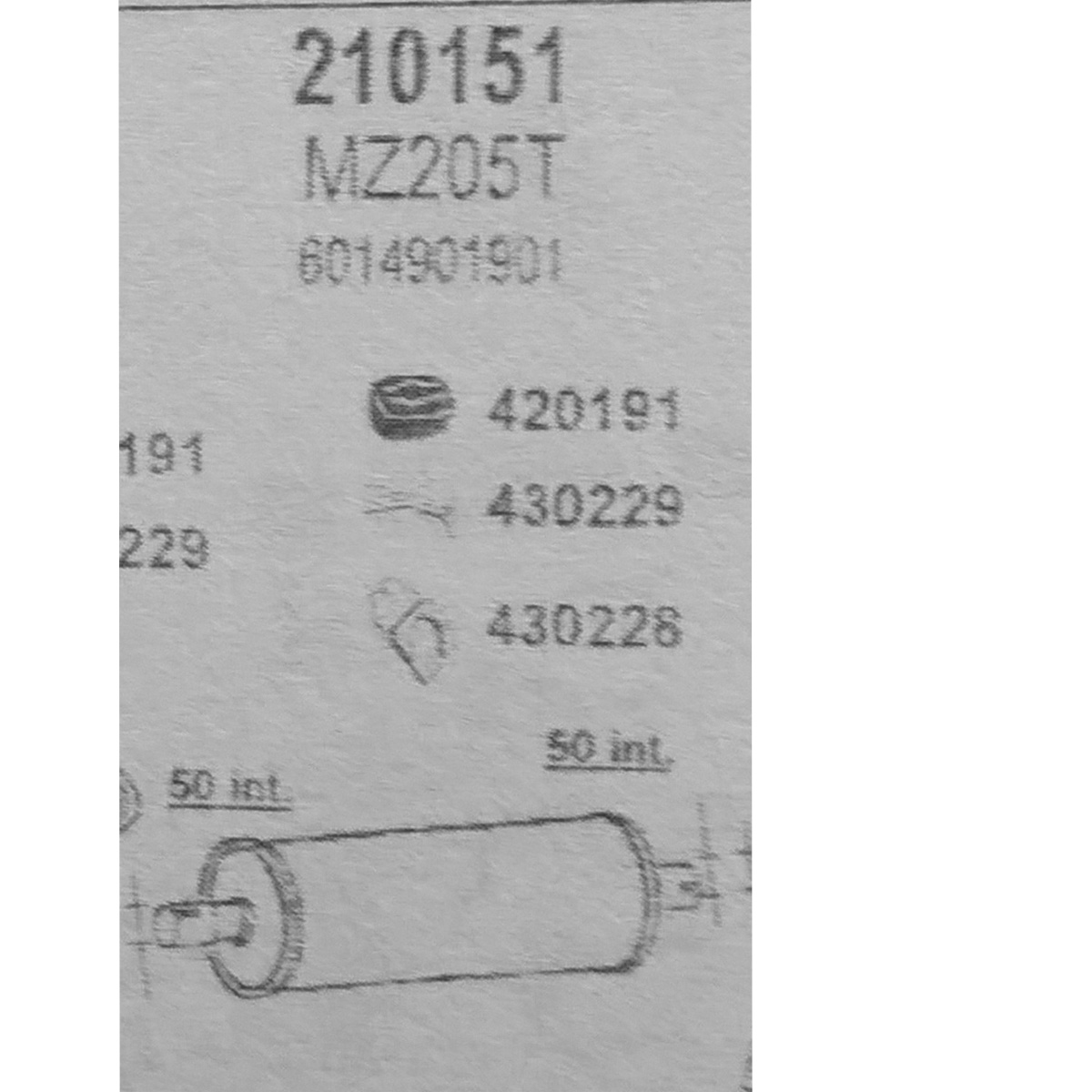 TOBA ESAPAMENT Intermediara MERCEDES 207 D, 307 D, SWB, 80-85