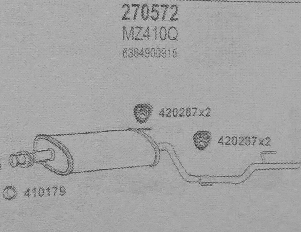 TOBA ESAPAMENT Finala Mercedes VITO,    1999-2003