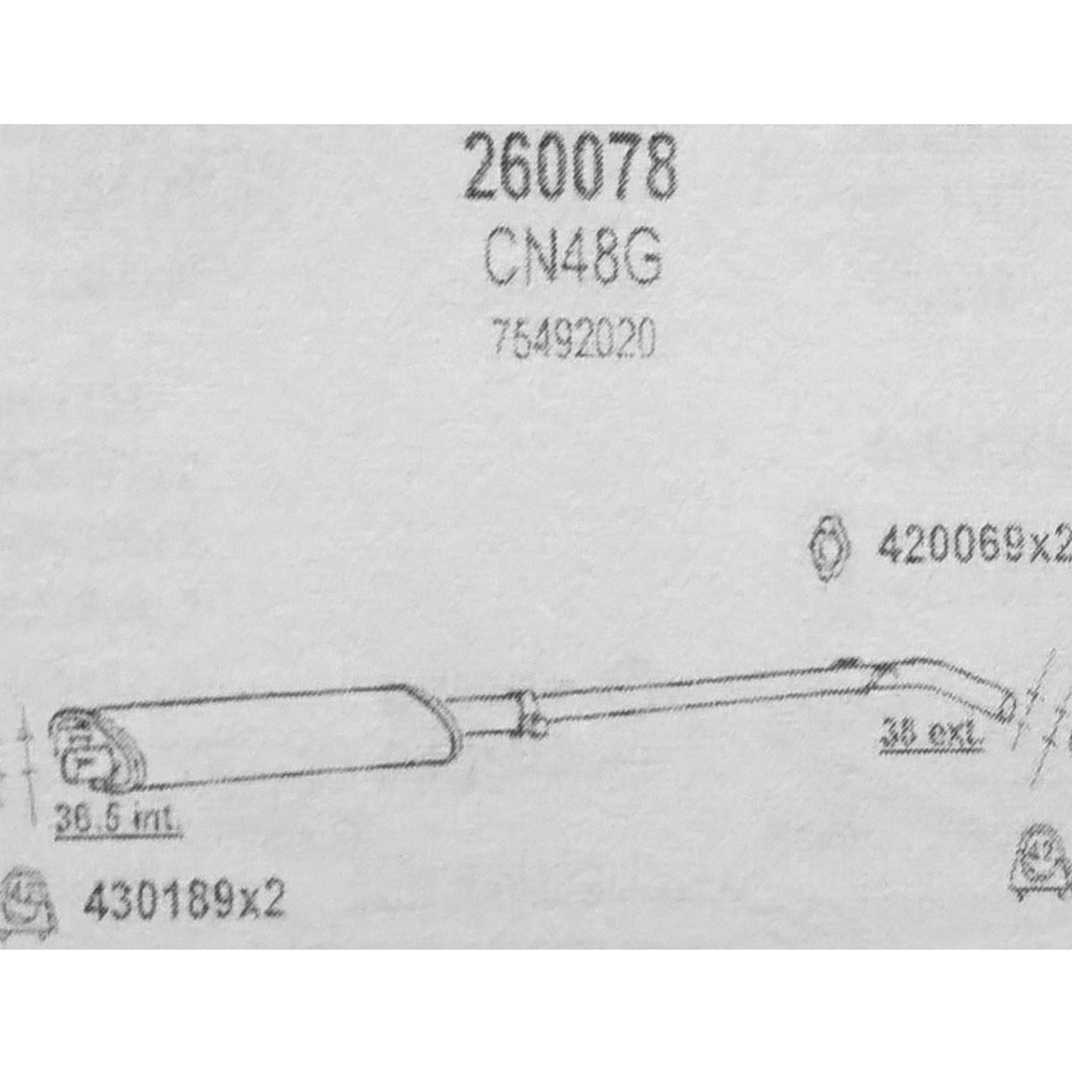 TOBA ESAPAMENT Intermediara CITROEN VISA, Club, Special, Hatch.,  0,6, 78-88